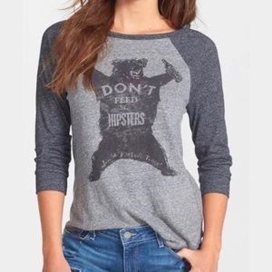 Lucky Brand gray Hipster bear raglan